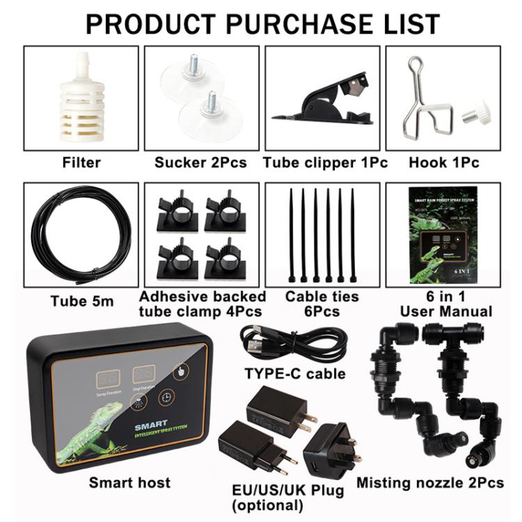 Smart Timer Misting System Kit For Reptile Terrariums Automatic Rainforest Habitat Sprayer