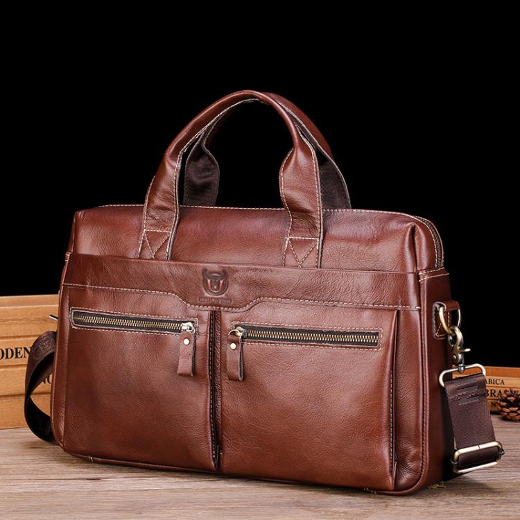 BULL CAPTAIN 056 Large Capacity Top Layer Cowhide Retro Business Hand-Held Briefcase