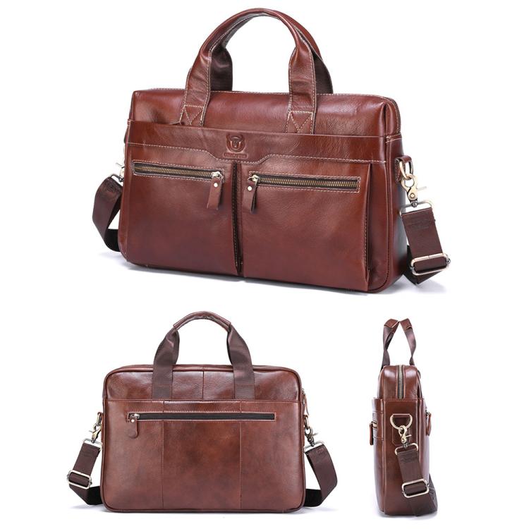 BULL CAPTAIN 056 Large Capacity Top Layer Cowhide Retro Business Hand-Held Briefcase