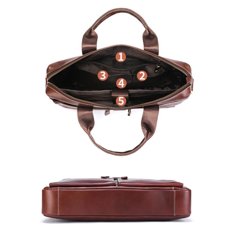 BULL CAPTAIN 056 Large Capacity Top Layer Cowhide Retro Business Hand-Held Briefcase