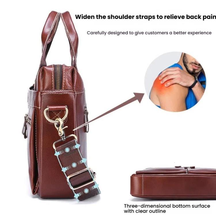 BULL CAPTAIN 056 Large Capacity Top Layer Cowhide Retro Business Hand-Held Briefcase