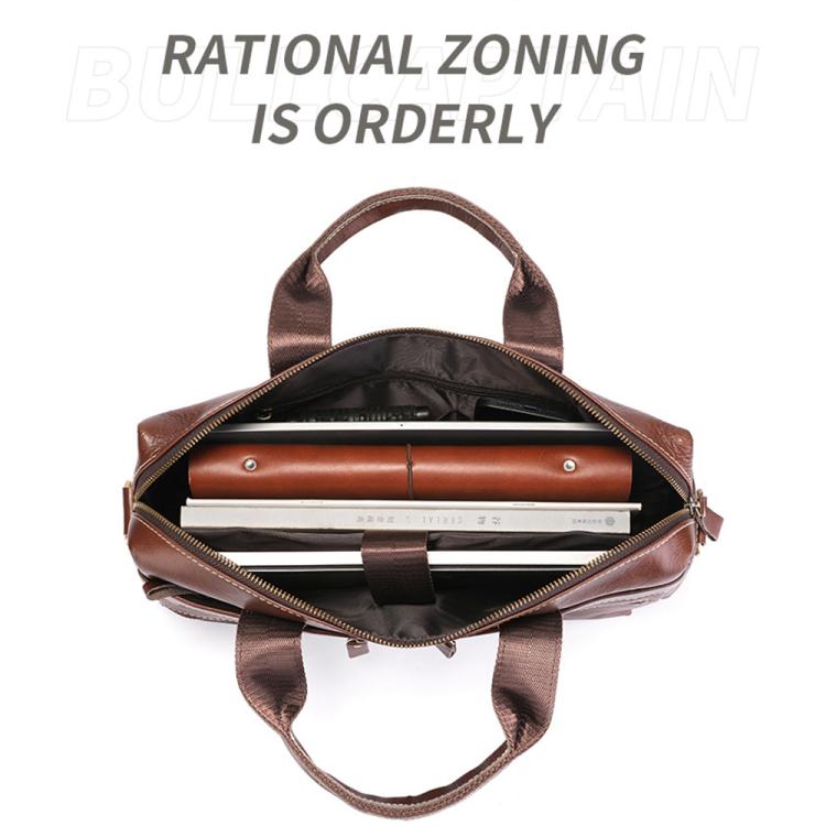 BULL CAPTAIN 056 Large Capacity Top Layer Cowhide Retro Business Hand-Held Briefcase