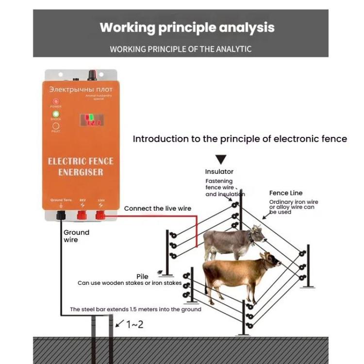 12V Electric Fence for Livestock High Voltage Pulse Farm Electric Poultry Equipment
