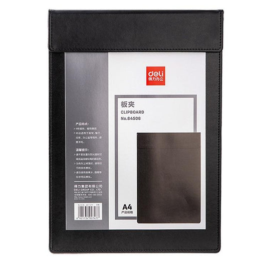 Deli  64506 A4 PU Magnetic Clipboard Writing Board File Folder for Office, Hotel, Meetings, Signing Documents