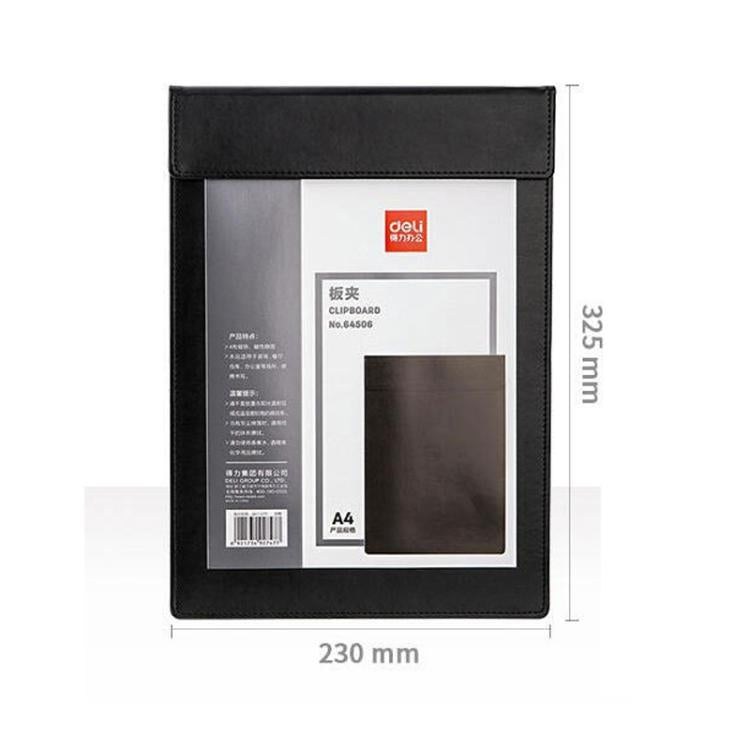 Deli  64506 A4 PU Magnetic Clipboard Writing Board File Folder for Office, Hotel, Meetings, Signing Documents