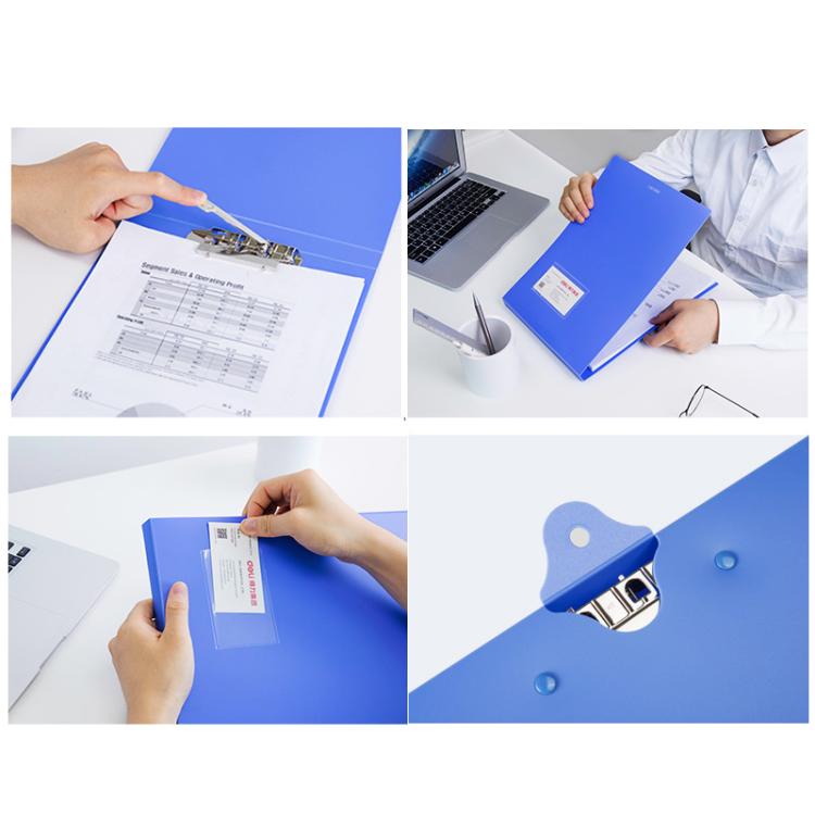 Deli 5333 A4 Hangable Clipboard File Folder With Clip Space-Saving Document Holder