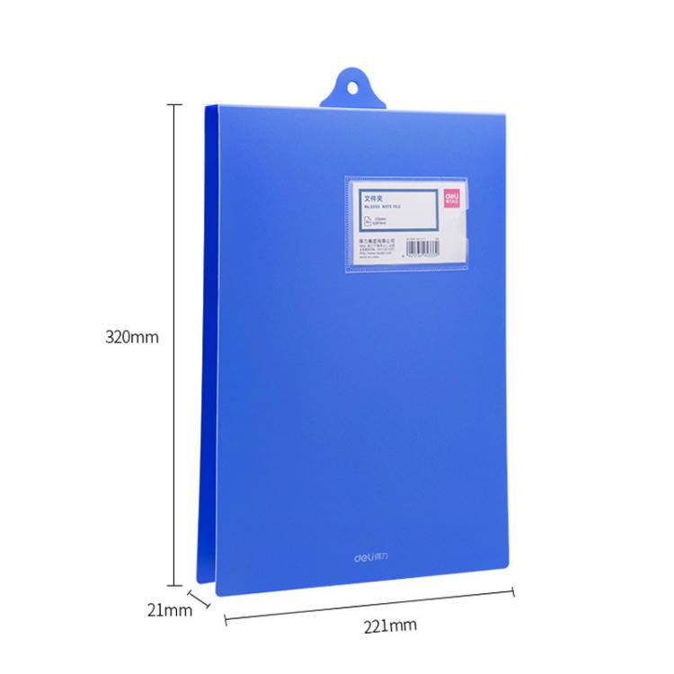 Deli 5333 A4 Hangable Clipboard File Folder With Clip Space-Saving Document Holder