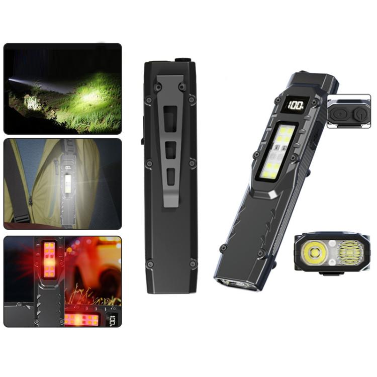 Mini Portable Self-Defense Three-Light Source Flashlight With Pen Clip