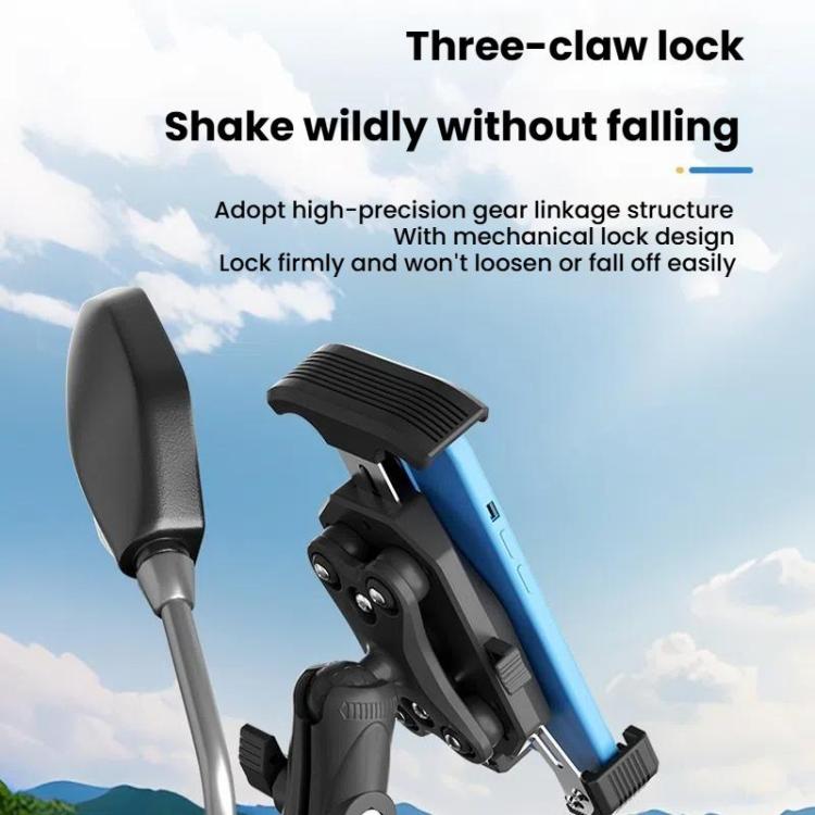 Motorcycle Shock-absorbing Rotatable 3-claw Mobile Phone Holder