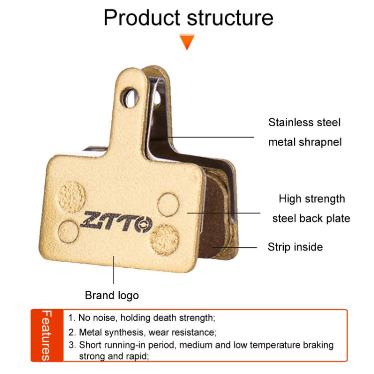 2pairs ZTTO Mountain Bike Full Metal Copper Base Lining Oil Disc Block Brake Pad
