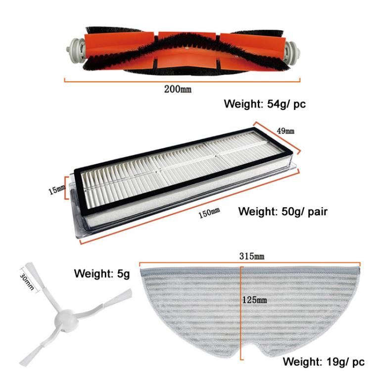 For Xiaomi 1C / 2C / L10pro / D9 Sweeping Robot Accessories Main Side Brush Hepa Filter Mop Rag
