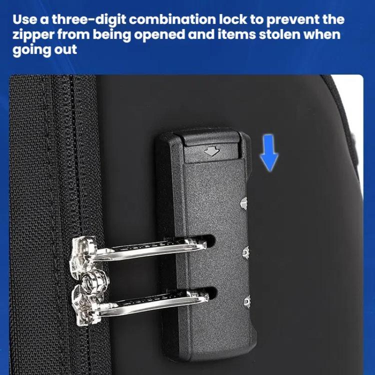 Wiersaam WY68173 Men Waterproof Anti-Theft Business Backpack With Lock & USB Ports, WY68173 Black