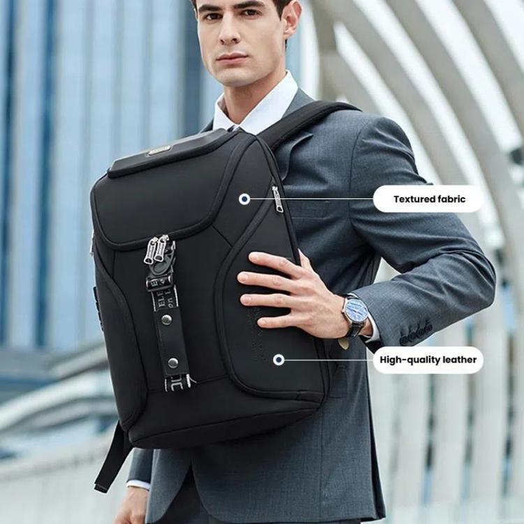 Wiersaam WY68173 Men Waterproof Anti-Theft Business Backpack With Lock & USB Ports, WY68173 Black