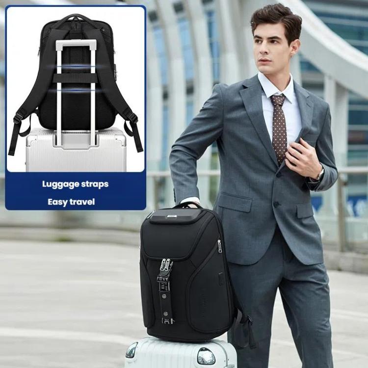 Wiersaam WY68173 Men Waterproof Anti-Theft Business Backpack With Lock & USB Ports, WY68173 Black