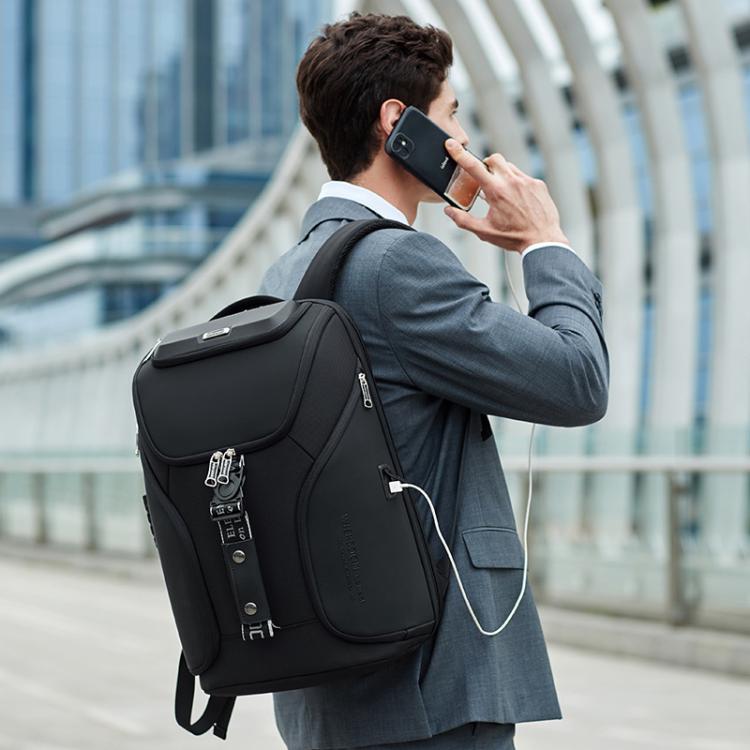 Wiersaam WY68173 Men Waterproof Anti-Theft Business Backpack With Lock & USB Ports, WY68173 Black