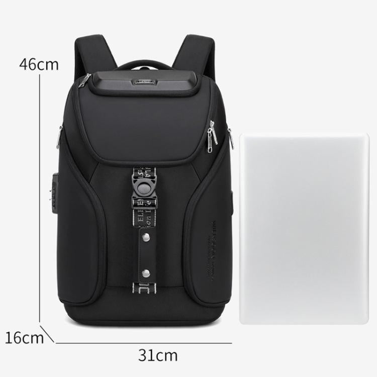 Wiersaam WY68173 Men Waterproof Anti-Theft Business Backpack With Lock & USB Ports, WY68173 Black