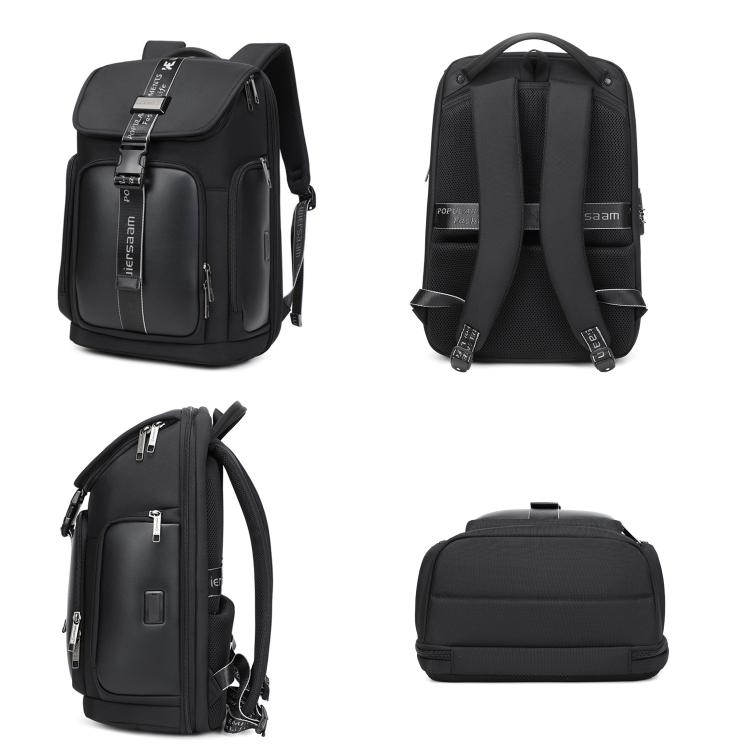 Wiersaam WY1200 Men Waterproof Anti-Theft Business Backpack Multiple Organizer Compartments, WY1200 Black