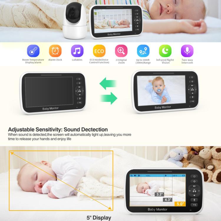 5 inch LCD Screen Auto Night Vision Baby Monitor