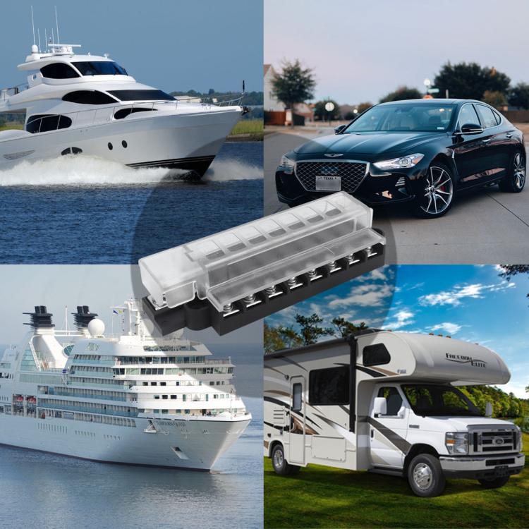 Automotive 8-way Fuse Box Terminal Block With Transparent Cover