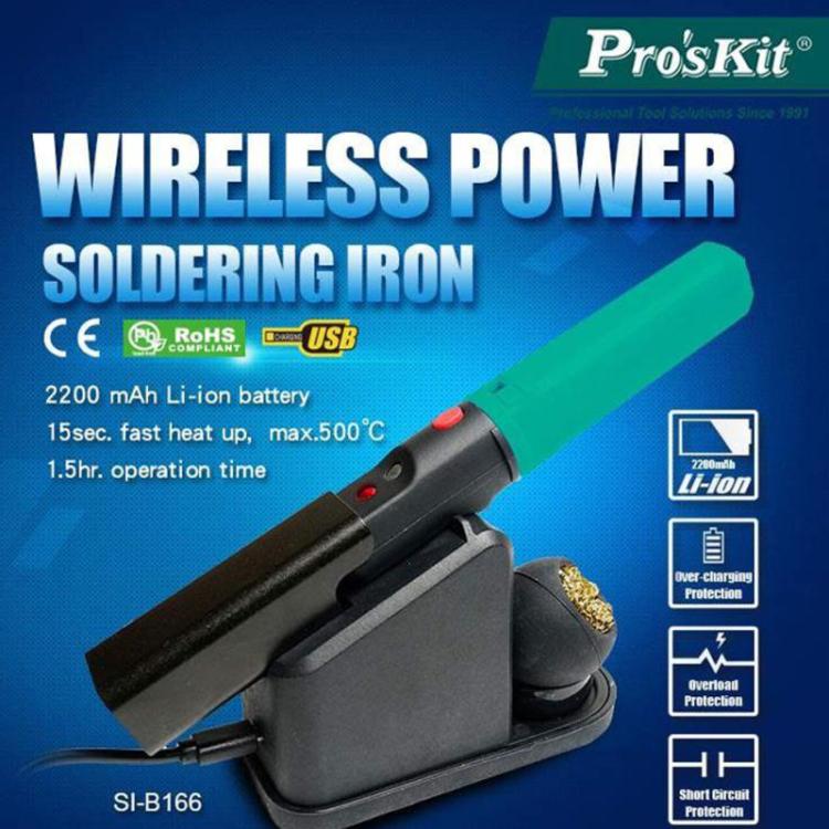 ProsKit SI-B166 8W  Wireless Charging Soldering Iron 500 Degrees Celsius  Max Temperature, SI-B166