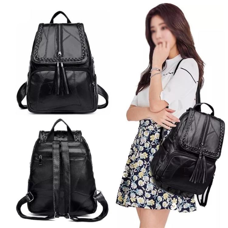 Casual Women Shoulder Bag PU Leather Simple Versatile Trend Female Backpack Student Travel Schoolbag