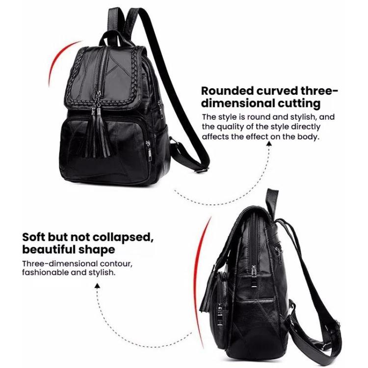 Casual Women Shoulder Bag PU Leather Simple Versatile Trend Female Backpack Student Travel Schoolbag