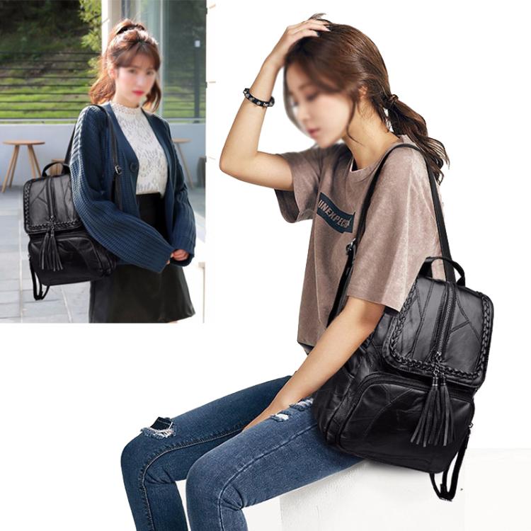 Casual Women Shoulder Bag PU Leather Simple Versatile Trend Female Backpack Student Travel Schoolbag