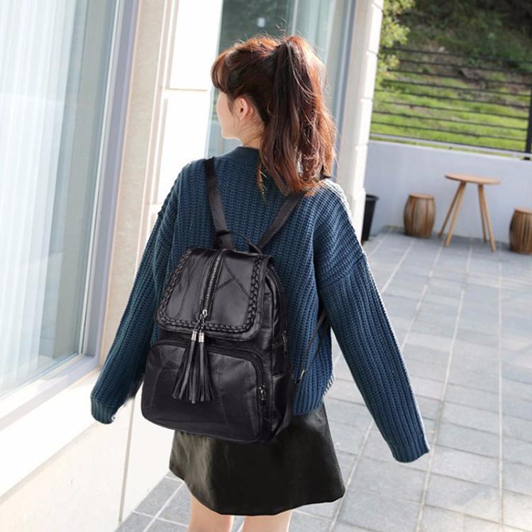 Casual Women Shoulder Bag PU Leather Simple Versatile Trend Female Backpack Student Travel Schoolbag