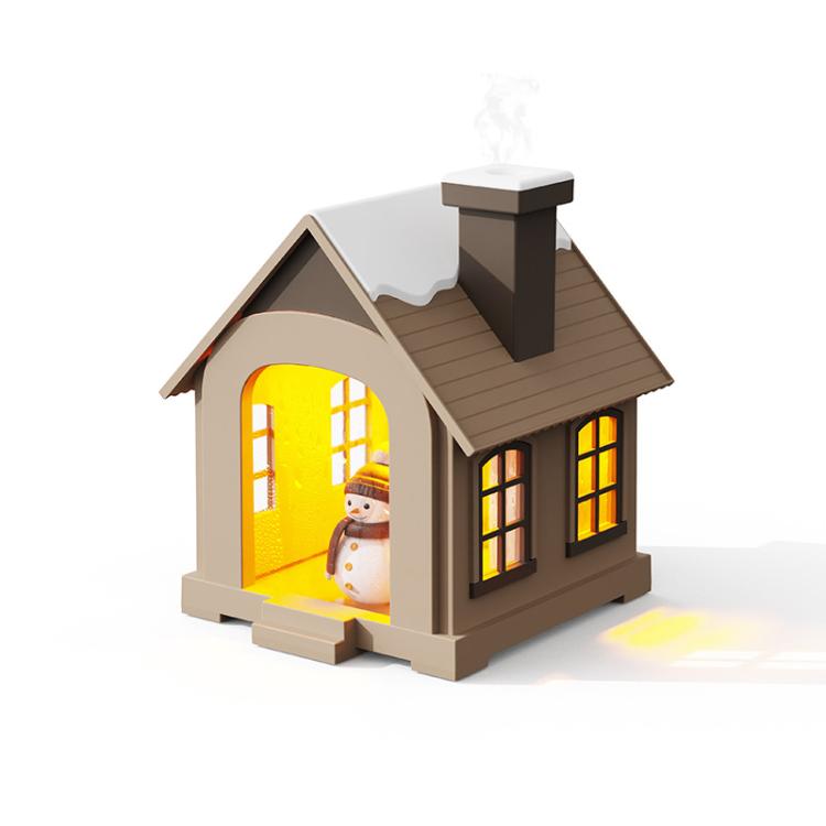 500ML Portable Mini Snow House Humidifier USB Desktop Snowman Colorful Ambient Light Air Humidifiers, Plug-in, Rechargeable