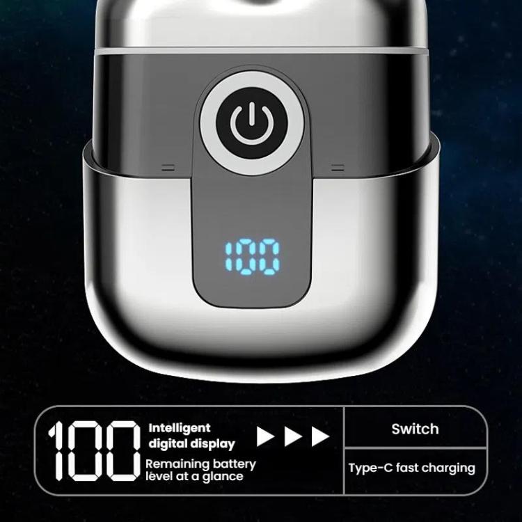 Portable Mini Dual Head Electric Shaver for Men - LCD Display, Floating Blades, Waterproof, USB-C Rechargeable