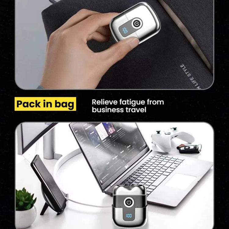 Portable Mini Dual Head Electric Shaver for Men - LCD Display, Floating Blades, Waterproof, USB-C Rechargeable