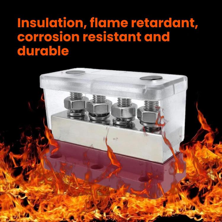 600A RV Yacht Copper Bolt 4 Stud Heavy Duty Busbar Terminal