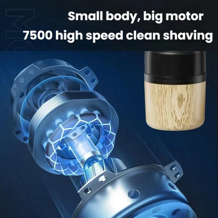 Wood Grain Electric Shaver Rechargeable Men Shaver with 6 Stainless Steel Blades, Waterproof Washable Head & High-Power Motor for Smooth Shaving, 2207