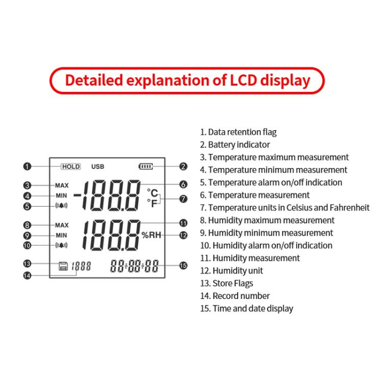 Handheld Digital Temperature Humidity Meter High Sensitivity Temperature Humidity Meter