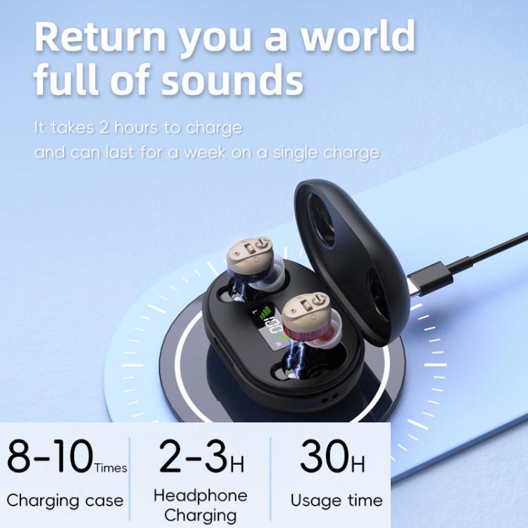 Elderly Hearing Aids Invisible Sound Amplifier Noise Reduction Collector With Digital Display Charging Compartment