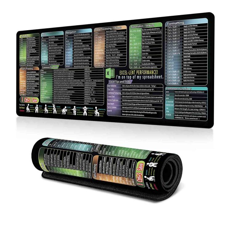 Keyboard Shortcut Desk Mat Mouse Pad Non-Slip Office Desk Pad With Computer Commands, 300x600x2mm, 300x600x3mm, 300x700x2mm, 300x700x3mm, 300x800x2mm, 300x800x3mm
