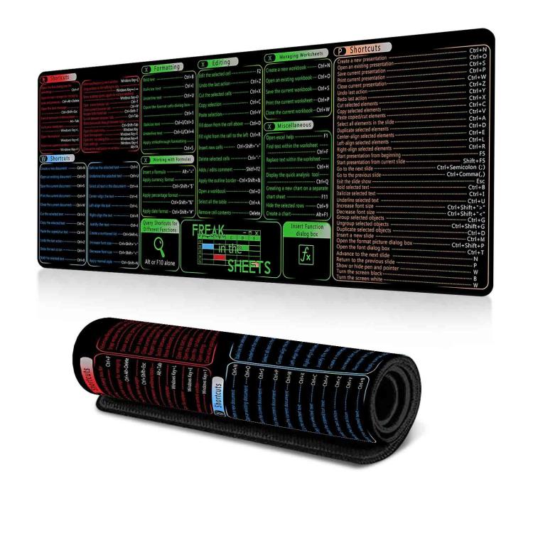 Keyboard Shortcut Desk Mat Mouse Pad Non-Slip Office Desk Pad With Computer Commands, 400x800x2mm, 400x800x3mm, 400x900x2mm, 400x900x3mm