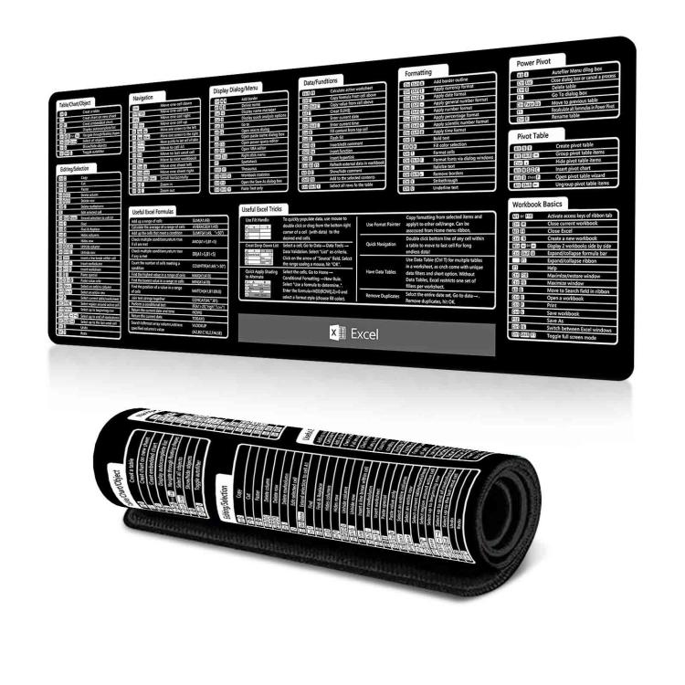 Keyboard Shortcut Desk Mat Mouse Pad Non-Slip Office Desk Pad With Computer Commands, 300x600x2mm, 300x600x3mm, 300x700x2mm, 300x700x3mm