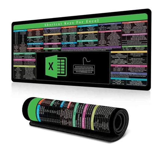 Keyboard Shortcut Desk Mat Mouse Pad Non-Slip Office Desk Pad With Computer Commands, 300x800x2mm, 300x800x3mm, 400x800x2mm, 400x800x3mm