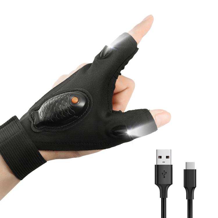 Night Riding Lighting Car Repair Fish Rechargeable LED Light Gloves