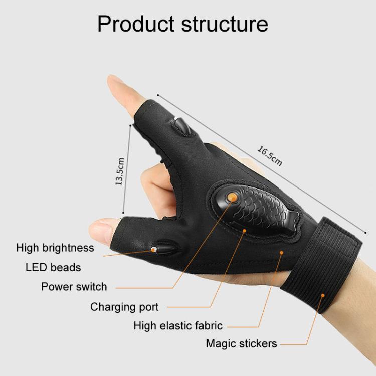 Night Riding Lighting Car Repair Fish Rechargeable LED Light Gloves