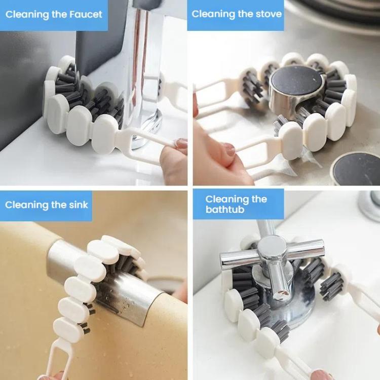 2pcs Bendable Multifunctional Crevice Brush Bathroom Faucet Brush Kitchen Cleaning Brush