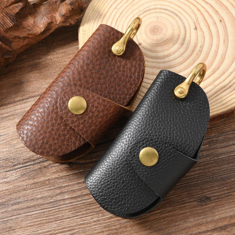 Vintage Pebbled Leather Key Holder - Genuine Leather Keychain Organizer with Belt Clip Car Key Accessories