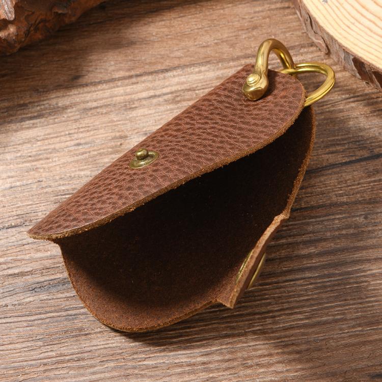 Vintage Pebbled Leather Key Holder - Genuine Leather Keychain Organizer with Belt Clip Car Key Accessories