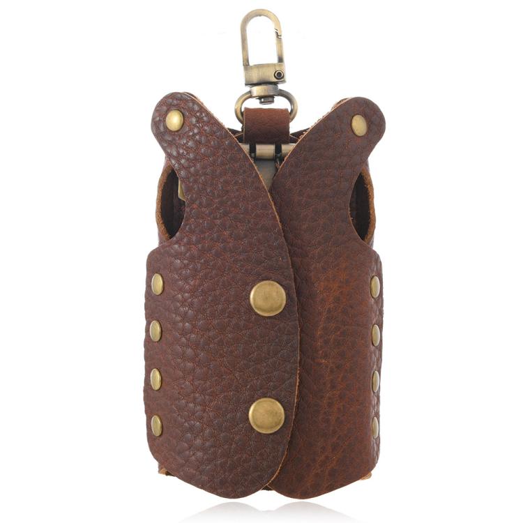 Clothing-Shaped Vintage Pebble Grain Leather Key Holder Keychain With Studded Design