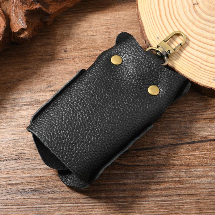 Clothing-Shaped Vintage Pebble Grain Leather Key Holder Keychain With Studded Design
