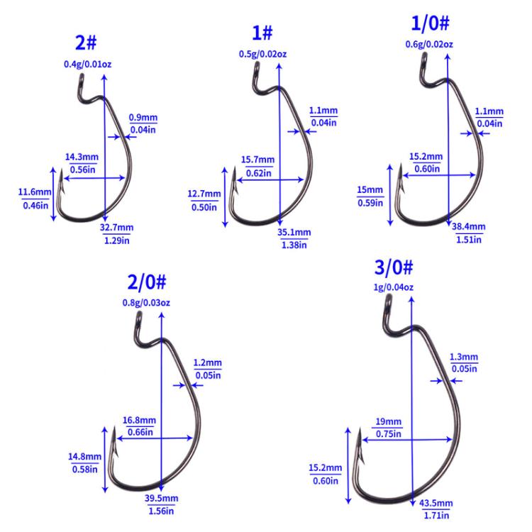 HENGJIA FH013 50pcs / Box Outdoor Fishing Cranked Stripers Hook Set