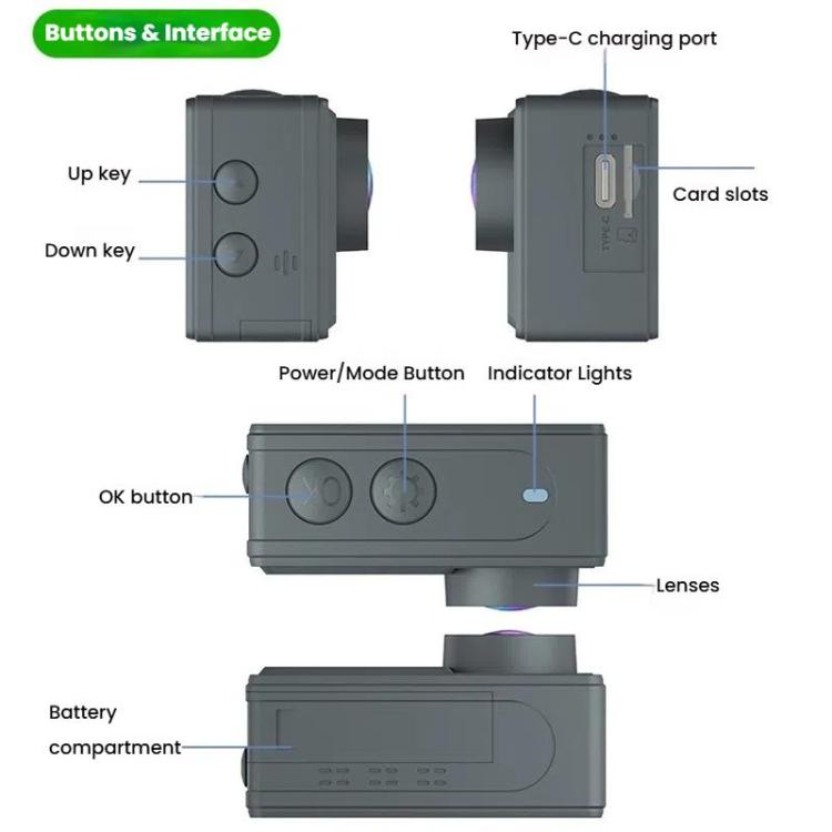 5K Action Camera Anti-Shake Outdoor HD Shooting Cycling Recorder Under Dive Camera