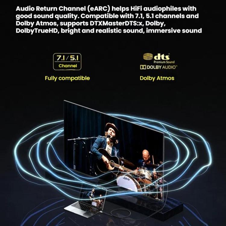 DTECH DT-HF8005 8K 60Hz HDMI 2.1 Fiber Optic Cable Dolby Atmos, EARC For PS5, Xbox, Home Theater, Gaming Monitor