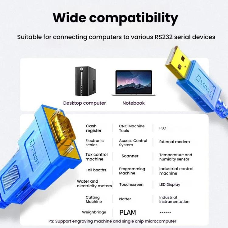 DTECH  DT-5011 USB 2.0 to RS232 Serial Adapter Cable, FT232 & ZT213 Dual-Chip with LED Indicator